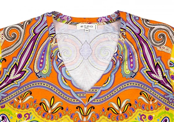 エトロETRO カラフルペイズリーVネックTシャツ マルチ38 K-86565_003