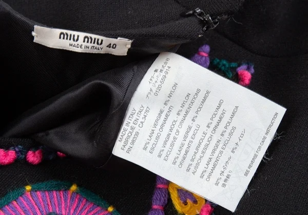 miumiu Wool Embroidery Long Sleeve Dress K-86628_020