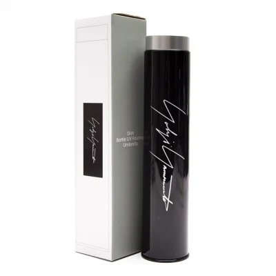 新品!ヨウジヤマモトYohji Yamamoto スリムボトルUV折りたたみ傘 黒 (K
