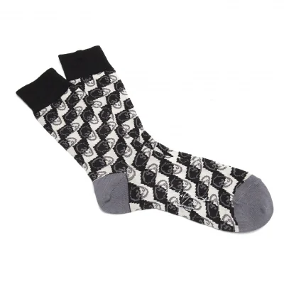 新品!ヨウジヤマモト プールオムYohji Yamamoto POUR HOMME スカルチェックソックス グレー黒