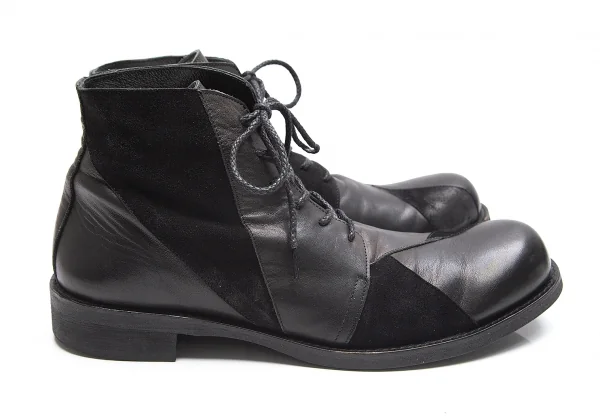 ヨウジヤマモト プールオムYohji Yamamoto POUR HOMME パッチワークチャッカーブーツ 6 黒6(29位) K-86670_003