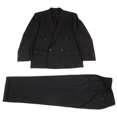 ワイズフォーメンY's for men ウールコットンストライプ織りダブルブレストセットアップスーツ