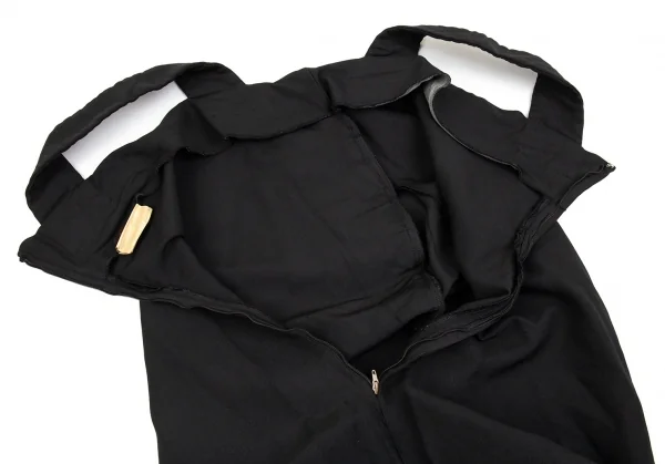 コムデギャルソンCOMME des GARCONS 製品染めエステルフロントフリル変形エプロンワンピース 黒XS K-86707_010