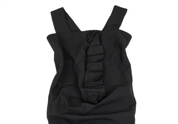 コムデギャルソンCOMME des GARCONS 製品染めエステルフロントフリル変形エプロンワンピース 黒XS K-86707_003