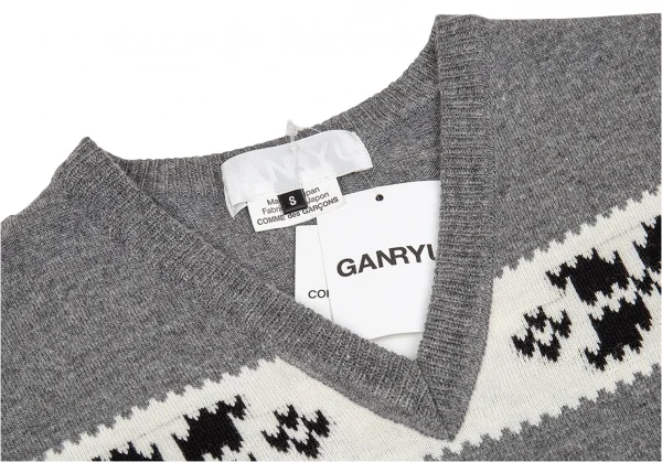 GANRYU Reindeer Pattern Woven Knit Vest K-86709_003