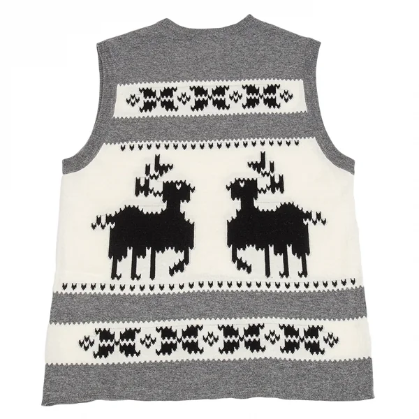 GANRYU Reindeer Pattern Woven Knit Vest K-86709_008