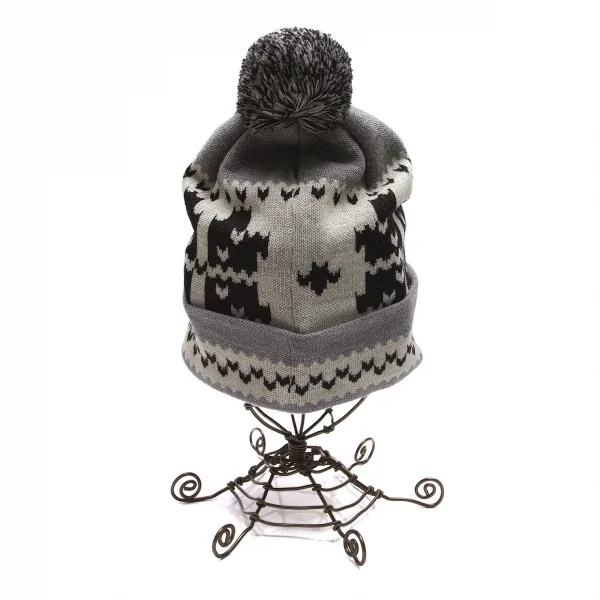 ガンリュウGANRYU ノルディック柄ニットキャップ グレーオフ K-86711_004