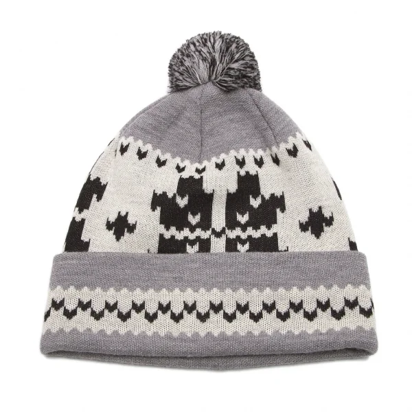 ガンリュウGANRYU ノルディック柄ニットキャップ グレーオフ K-86711_005