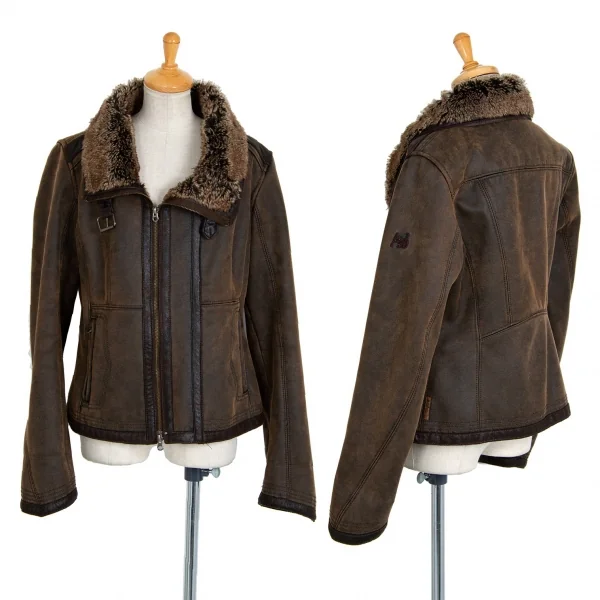 アルマーニジーンズARMANI JEANS フェイクムートンブルゾン 茶40 K-86715_001