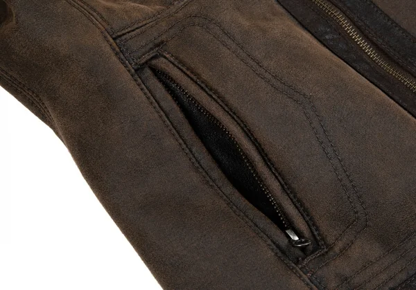 アルマーニジーンズARMANI JEANS フェイクムートンブルゾン 茶40 K-86715_010