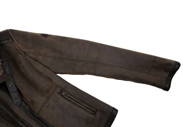 アルマーニジーンズARMANI JEANS フェイクムートンブルゾン 茶40 K-86715_006