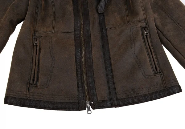 アルマーニジーンズARMANI JEANS フェイクムートンブルゾン 茶40 K-86715_009