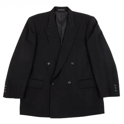 コムデギャルソン オムCOMME des GARCONS HOMME ウールギャバダブルピークドラペルジャケット 黒