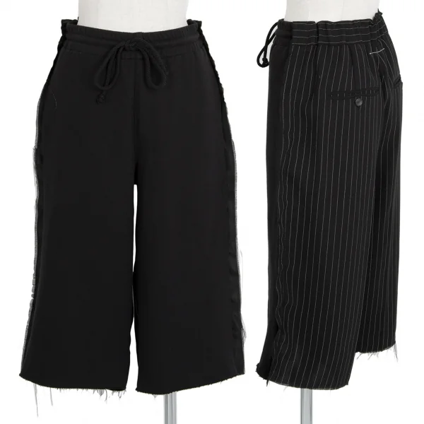 エムエム 6 メゾン マルジェラMM6 MAISON MARGIELA バックピンストライプ切替スウェットハーフパンツ 黒38 K-86734_001
