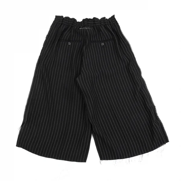 エムエム 6 メゾン マルジェラMM6 MAISON MARGIELA バックピンストライプ切替スウェットハーフパンツ 黒38 K-86734_012
