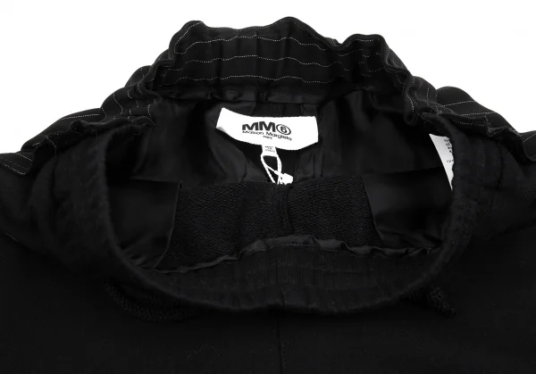 エムエム 6 メゾン マルジェラMM6 MAISON MARGIELA バックピンストライプ切替スウェットハーフパンツ 黒38 K-86734_005