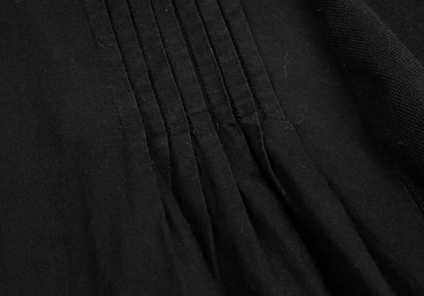 トリココムデギャルソンtricot COMME des GARCONS製品染めフロントピンタック切替鹿の子ポロシャツ 黒M K-86744_011