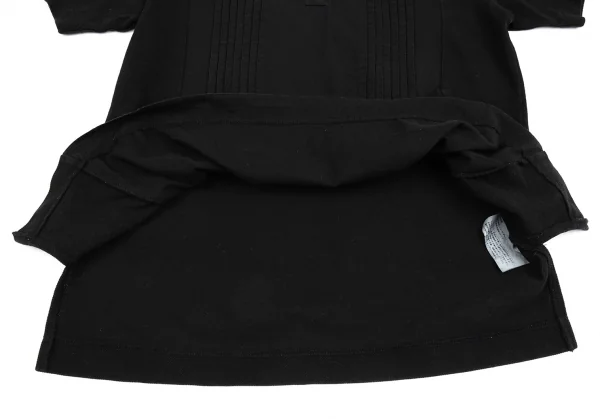 トリココムデギャルソンtricot COMME des GARCONS製品染めフロントピンタック切替鹿の子ポロシャツ 黒M K-86744_012