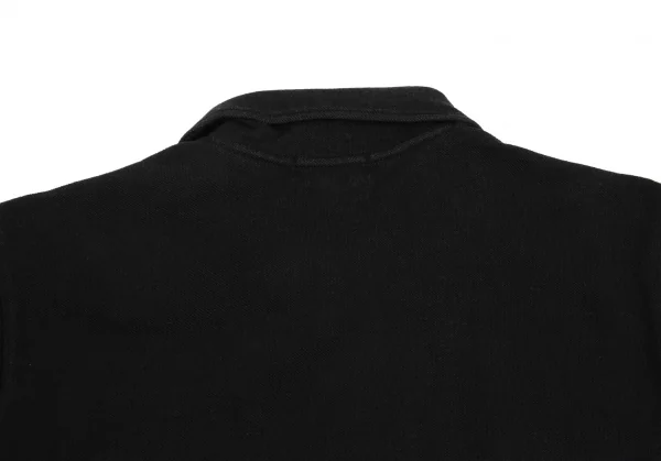 トリココムデギャルソンtricot COMME des GARCONS製品染めフロントピンタック切替鹿の子ポロシャツ 黒M K-86744_014