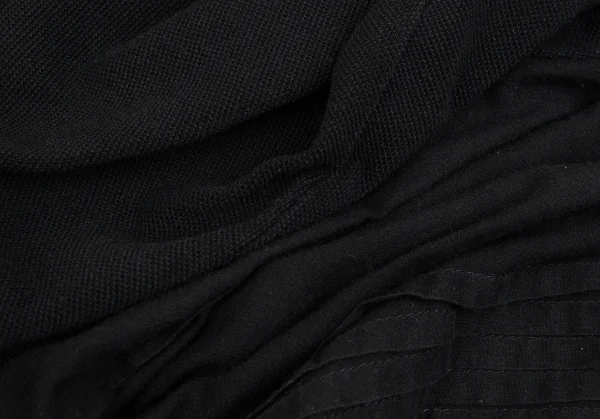 トリココムデギャルソンtricot COMME des GARCONS製品染めフロントピンタック切替鹿の子ポロシャツ 黒M K-86744_015