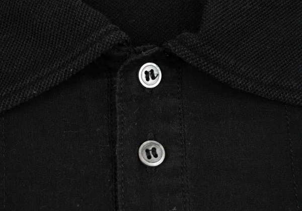 トリココムデギャルソンtricot COMME des GARCONS製品染めフロントピンタック切替鹿の子ポロシャツ 黒M K-86744_004