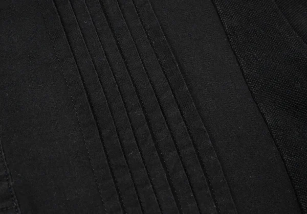 トリココムデギャルソンtricot COMME des GARCONS製品染めフロントピンタック切替鹿の子ポロシャツ 黒M K-86744_008