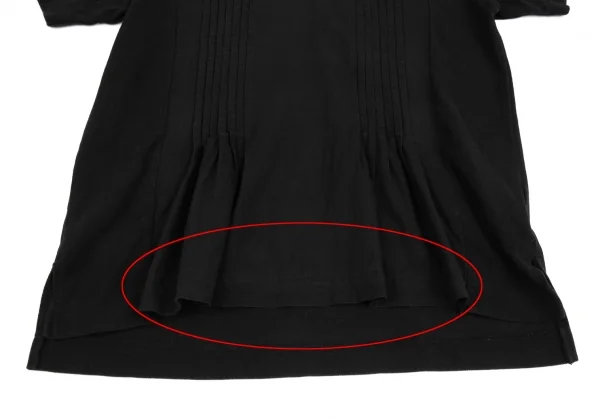 トリココムデギャルソンtricot COMME des GARCONS製品染めフロントピンタック切替鹿の子ポロシャツ 黒M K-86744_009