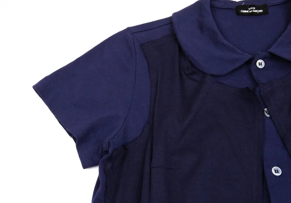 トリココムデギャルソンtricot COMME des GARCONS 製品染めフロントレイヤード天竺半袖シャツ 紺M位 K-86745_006