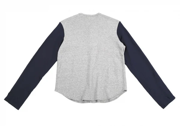 トリココムデギャルソンtricot COMME des GARCONS ネックフラワー刺繍袖切替カーディガン グレーM位 K-86754_012