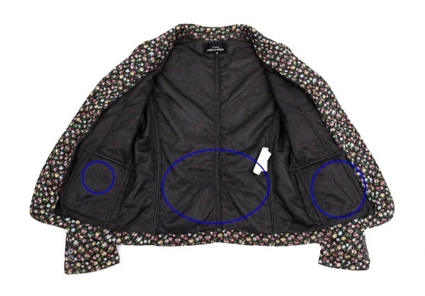 トリココムデギャルソンtricot COMME des GARCONS小花プリントシフォン中綿ジャケット 黒マルチM K-86766_012