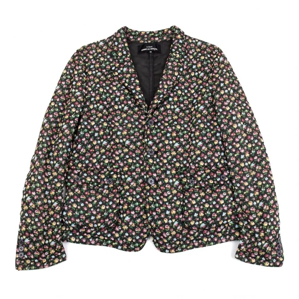 トリココムデギャルソンtricot COMME des GARCONS小花プリントシフォン中綿ジャケット 黒マルチM K-86766_002