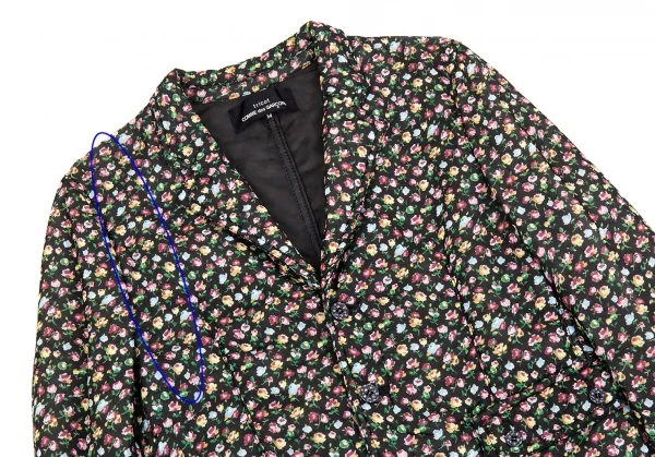 トリココムデギャルソンtricot COMME des GARCONS小花プリントシフォン中綿ジャケット 黒マルチM K-86766_003