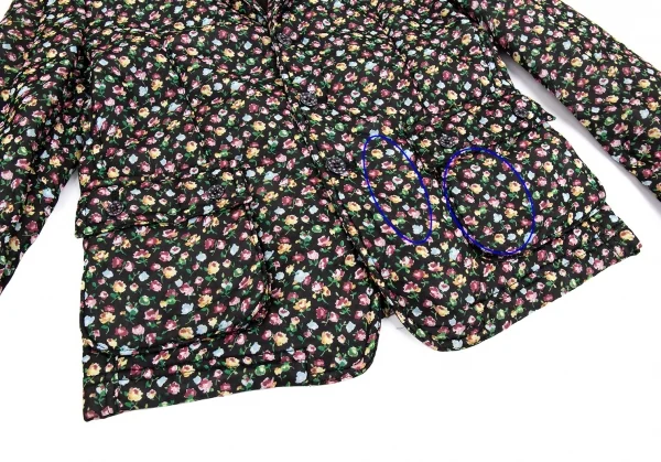 トリココムデギャルソンtricot COMME des GARCONS小花プリントシフォン中綿ジャケット 黒マルチM K-86766_009