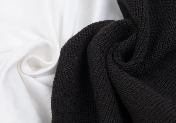 リスマット バイ ワイズRISMAT by Y's フロントニットレイヤードデザインビッグシルエットTシャツ 白黒2 K-86844_013