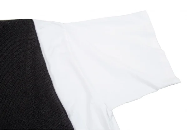 リスマット バイ ワイズRISMAT by Y's フロントニットレイヤードデザインビッグシルエットTシャツ 白黒2 K-86844_006