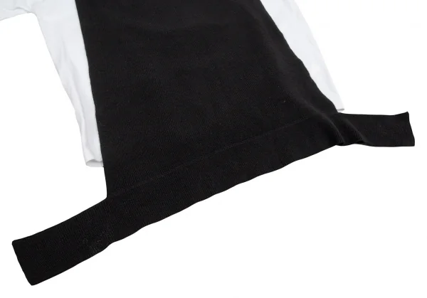 リスマット バイ ワイズRISMAT by Y's フロントニットレイヤードデザインビッグシルエットTシャツ 白黒2 K-86844_007