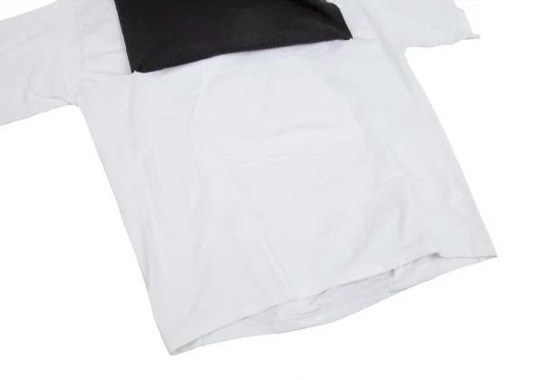 リスマット バイ ワイズRISMAT by Y's フロントニットレイヤードデザインビッグシルエットTシャツ 白黒2 K-86844_008