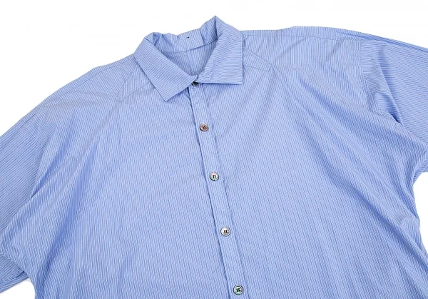 ヨウジヤマモト プールオムYohji Yamamoto POUR HOMME ストライプロング丈シャツ 水色3 K-86847_002