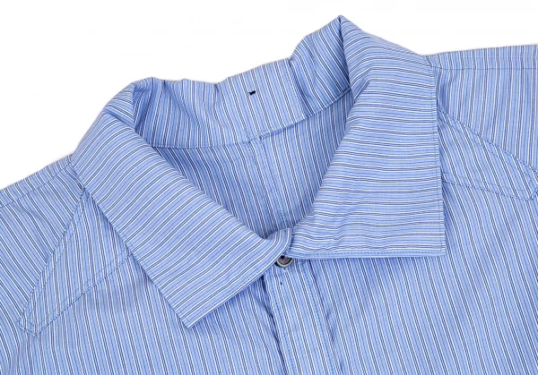 ヨウジヤマモト プールオムYohji Yamamoto POUR HOMME ストライプロング丈シャツ 水色3 K-86847_003