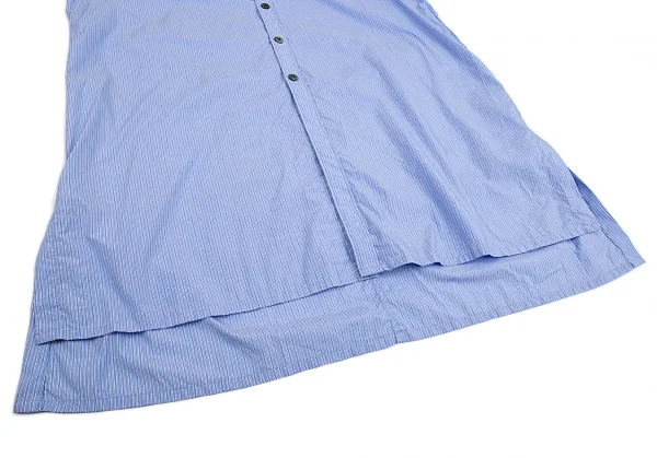 ヨウジヤマモト プールオムYohji Yamamoto POUR HOMME ストライプロング丈シャツ 水色3 K-86847_008