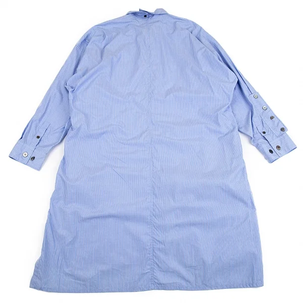 ヨウジヤマモト プールオムYohji Yamamoto POUR HOMME ストライプロング丈シャツ 水色3 K-86847_011