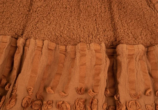 イッセイミヤケ ミーISSEY MIYAKE me カリフラワー切替刺繍コットンスカート 茶F K-86886_004