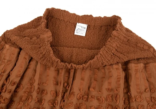 イッセイミヤケ ミーISSEY MIYAKE me カリフラワー切替刺繍コットンスカート 茶F K-86886_005