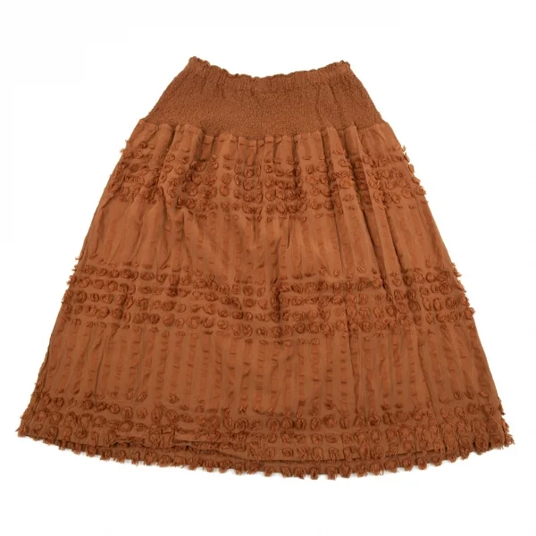 イッセイミヤケ ミーISSEY MIYAKE me カリフラワー切替刺繍コットンスカート 茶F K-86886_010