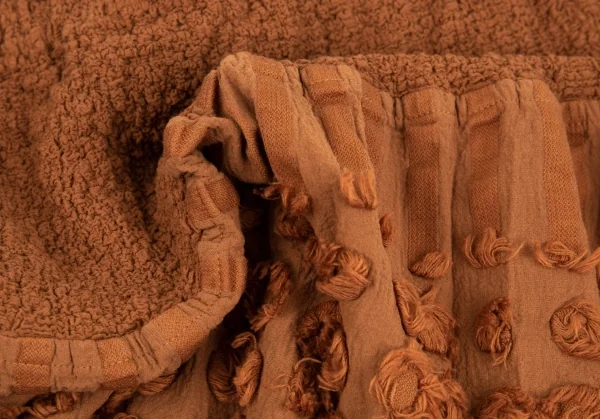 イッセイミヤケ ミーISSEY MIYAKE me カリフラワー切替刺繍コットンスカート 茶F K-86886_011