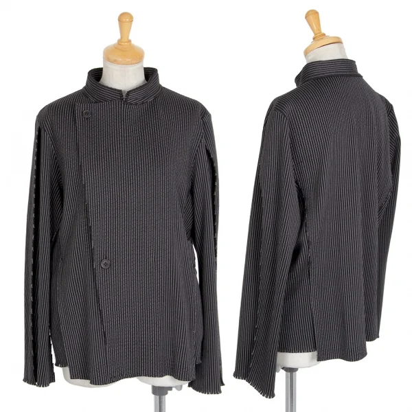 イッセイミヤケ エーポックISSEY MIYAKE A-POC ストライプフリンジカットデザインジャケット 黒2 K-86901_001