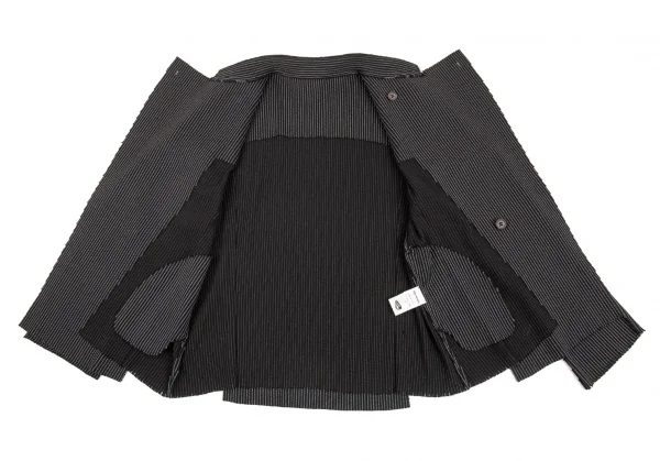 イッセイミヤケ エーポックISSEY MIYAKE A-POC ストライプフリンジカットデザインジャケット 黒2 K-86901_014