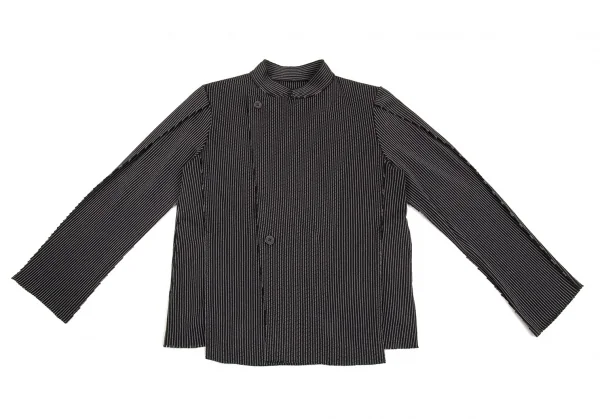 イッセイミヤケ エーポックISSEY MIYAKE A-POC ストライプフリンジカットデザインジャケット 黒2 K-86901_002