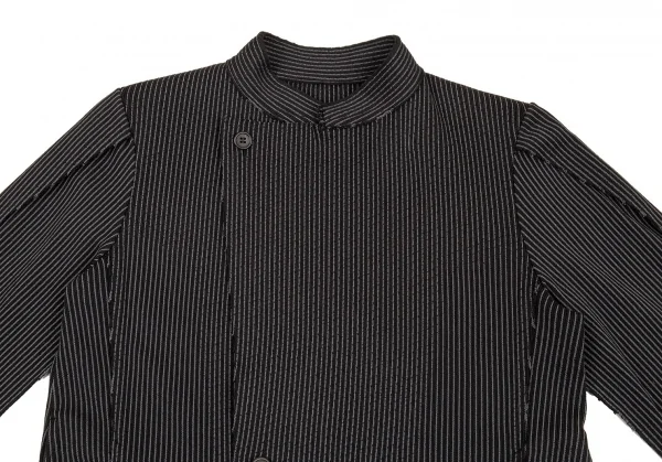 イッセイミヤケ エーポックISSEY MIYAKE A-POC ストライプフリンジカットデザインジャケット 黒2 K-86901_003