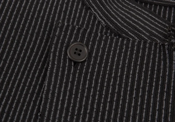 イッセイミヤケ エーポックISSEY MIYAKE A-POC ストライプフリンジカットデザインジャケット 黒2 K-86901_005